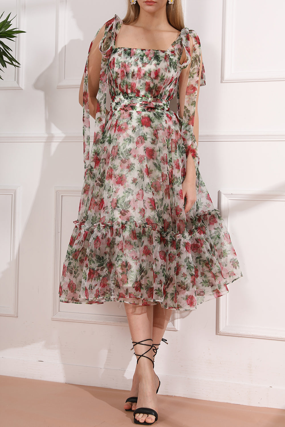 midi organza dress Organza Pleat Layered Taffeta Strapless Midi Dress