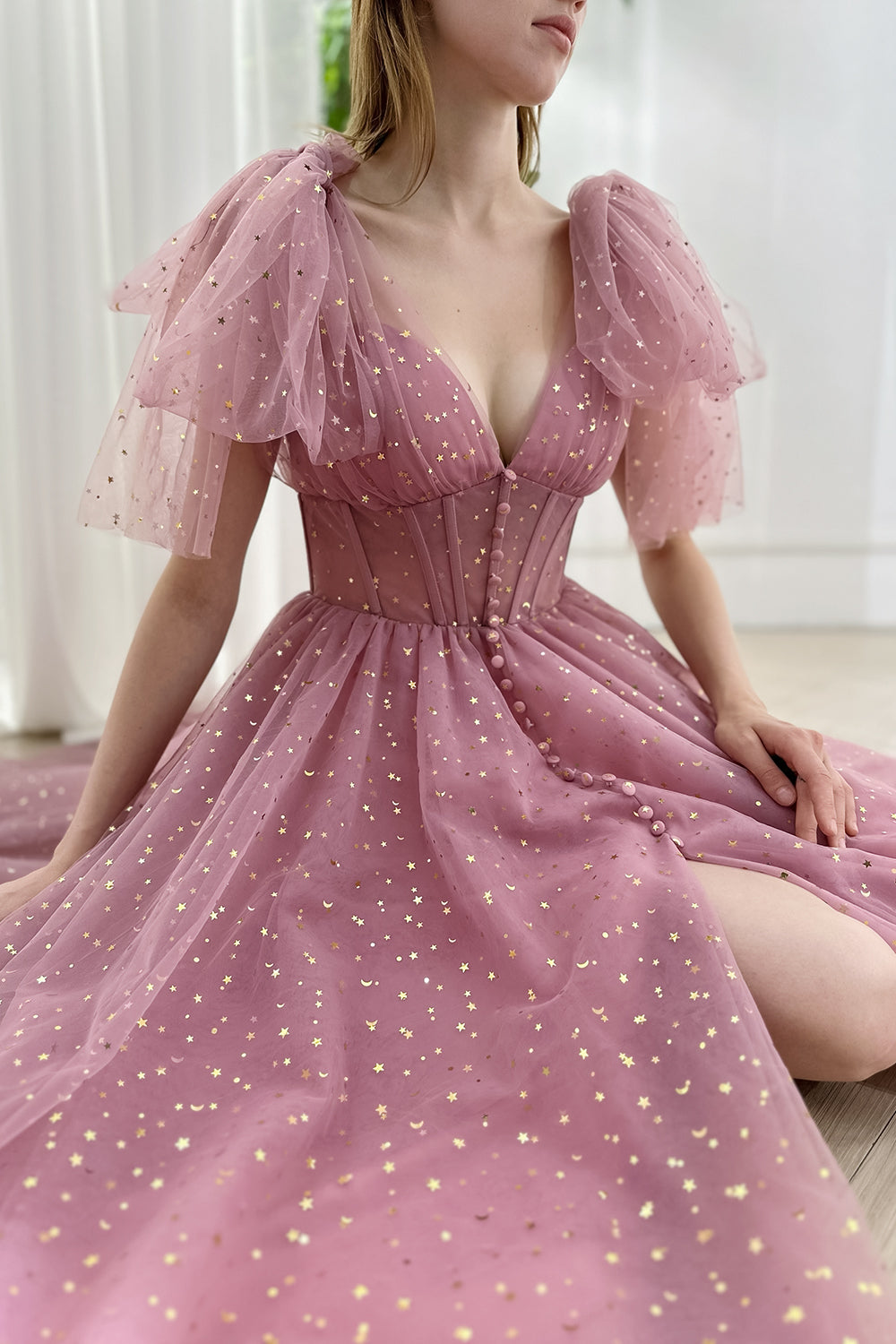 MissJophiel Infinity Corset Star Tulle Midi Dress with Mid Slit Other (Black/ Sky Blue / Dark Green / Ivory / Dark Navy) / Above Knee / US4 MissJophiel Infinity Corset Star Tulle Midi Dress with Mid Slit Other (Black/ Sky Blue / Dark Green / Ivory / Dark Navy) / Above Knee / US4