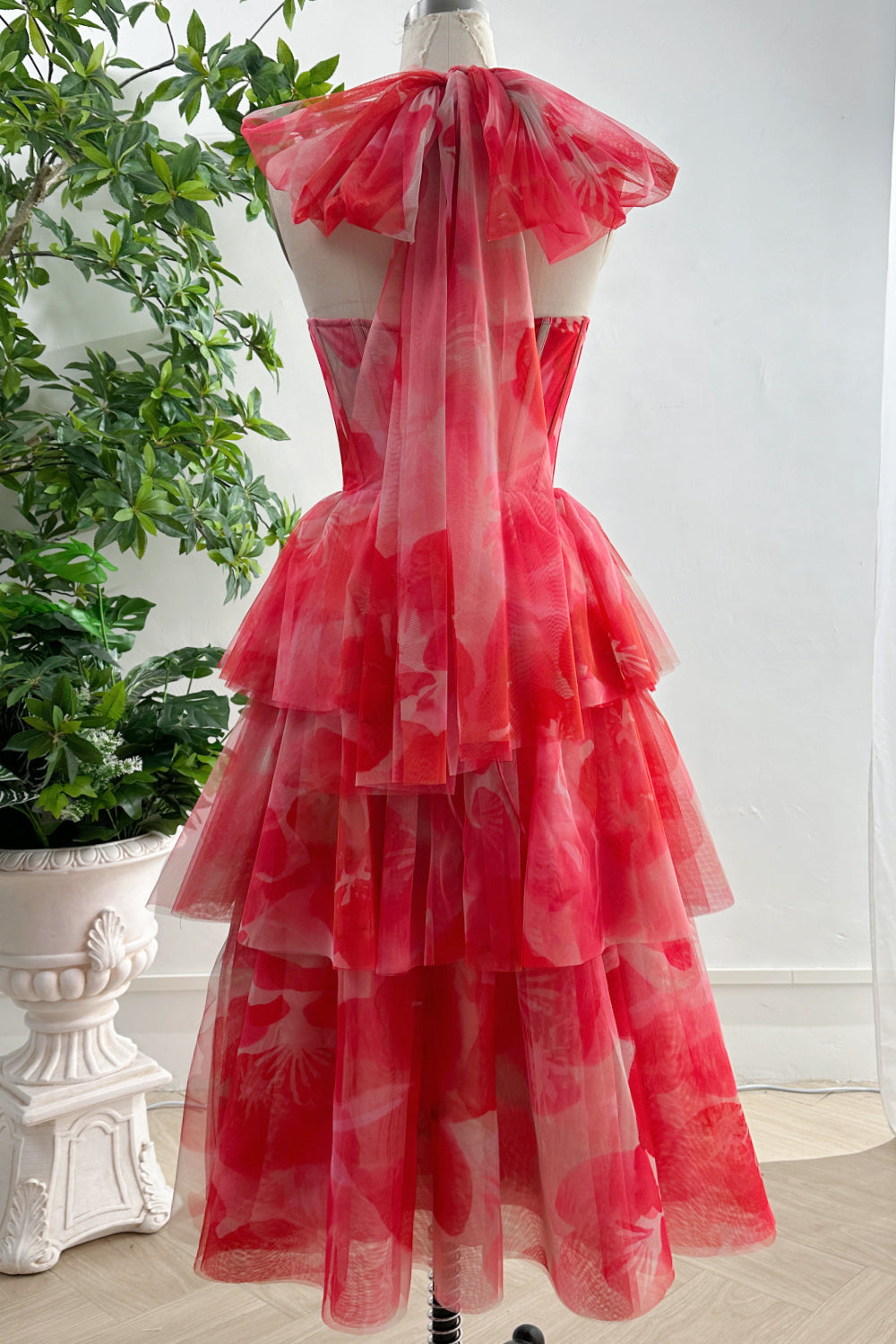 MissJophiel Infinity Corset Floral Print Tulle Tiered Dress