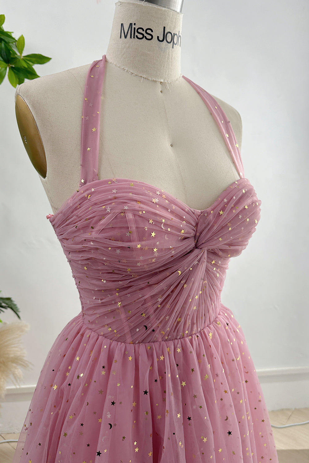 Sweetheart Corset Dusty Rose Dress with Removable Tie Straps