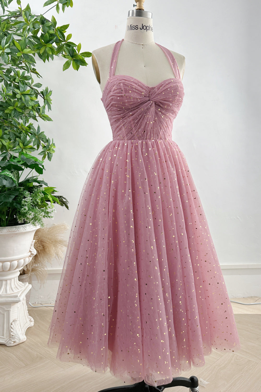 Sweetheart Corset Dusty Rose Dress with Removable Tie Straps