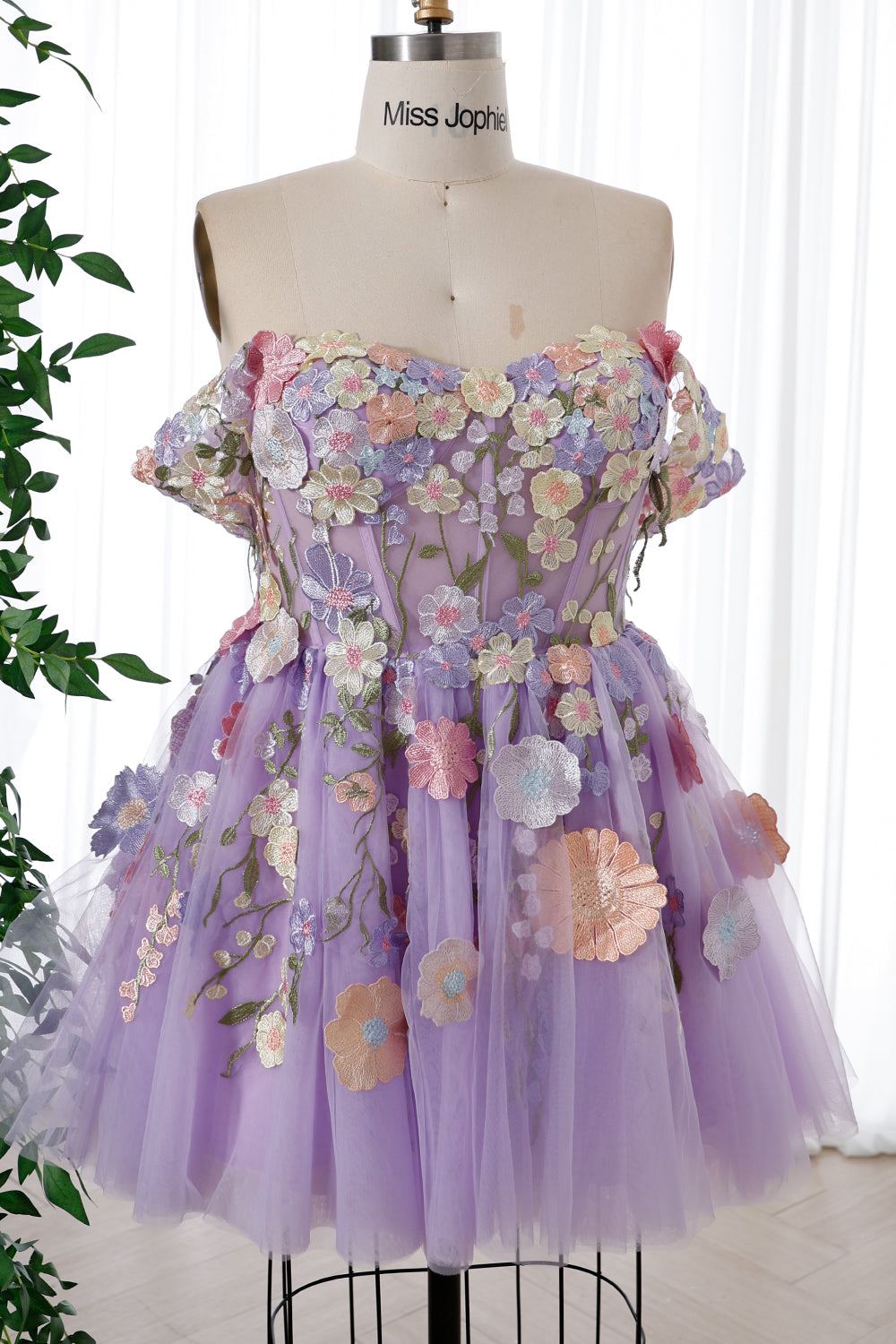 MissJophiel Applique Floral Corset Dress with Removable Straps Other / Floor Length / US14