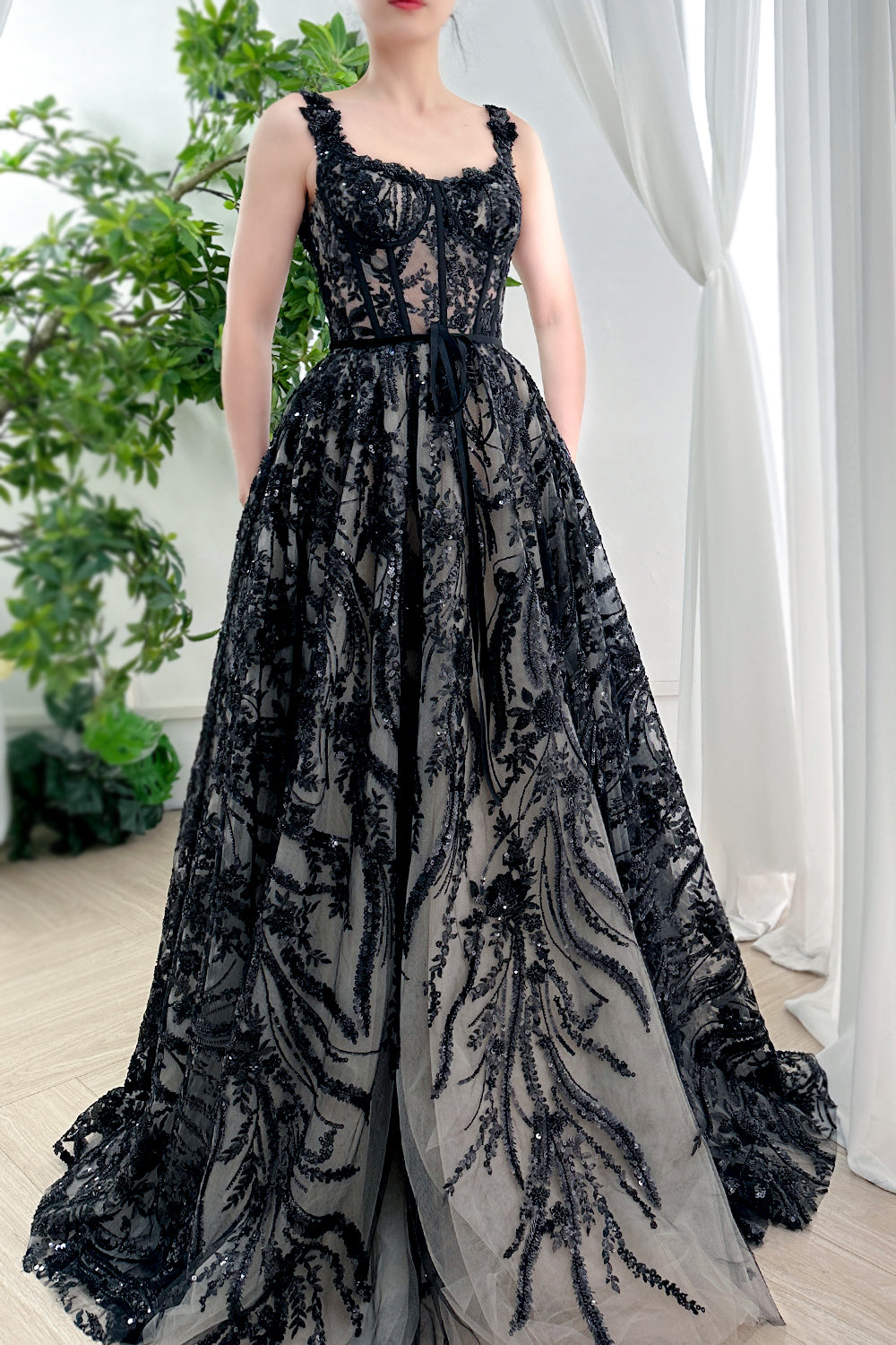 MissJophiel Straps Corset Floral Embroidery Beaded Dress MissJophiel Straps Corset Floral Embroidery Beaded Dress