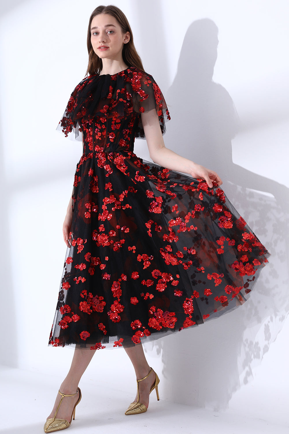 MissJophiel Strapless Corset Sequin Embroidery Dress with Cape MissJophiel Strapless Corset Sequin Embroidery Dress with Cape