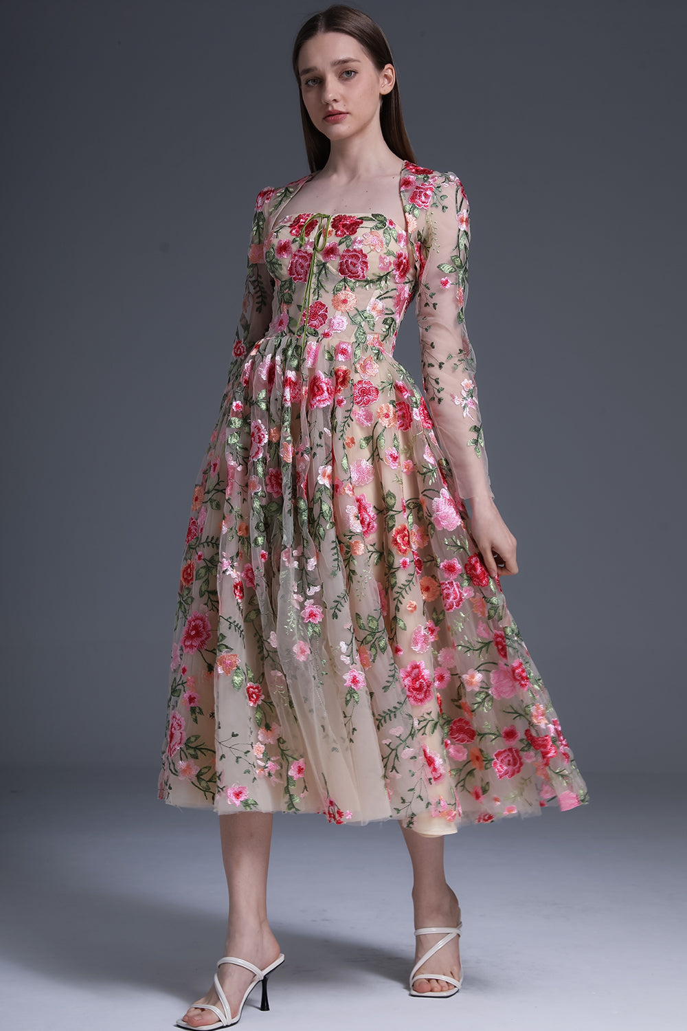 MissJophiel Corset Floral Embroidery Lace Midi Dress with Jacket Other / Above Knee / US6 MissJophiel Corset Floral Embroidery Lace Midi Dress with Jacket Other / Above Knee / US6