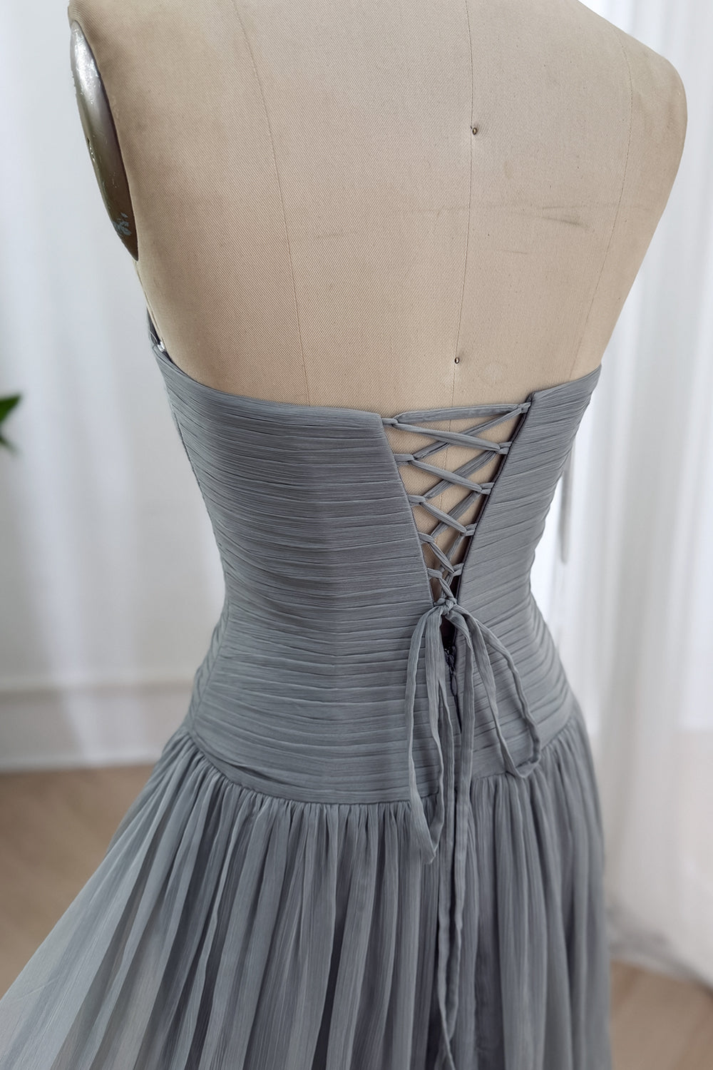 Elegant Silver A Line Evening Gown with Beaded Embroidery and Matching Chiffon Cape