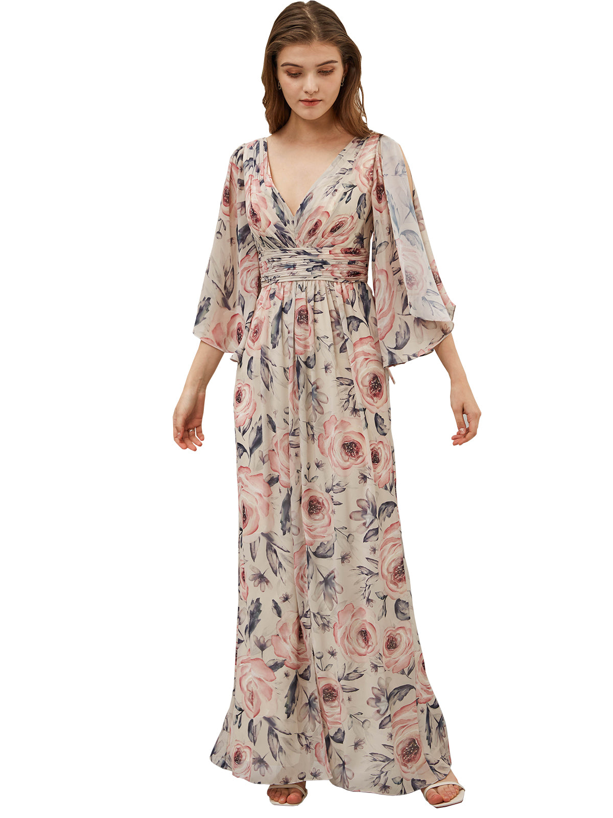 khaki chiffon dress Khaki Chiffon High Neck Smock Dress