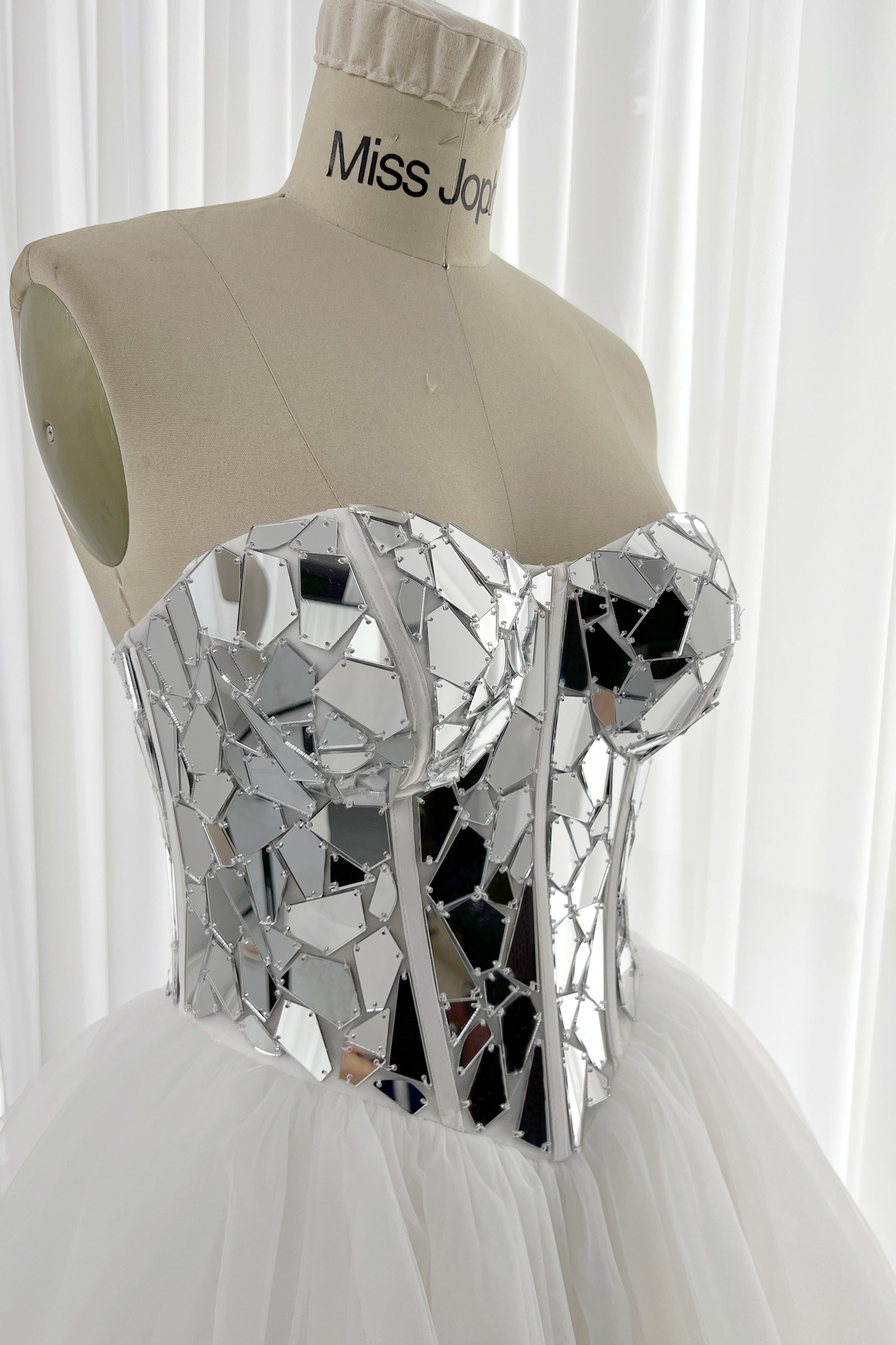 MissJophiel Strapless Rose Print Organza Mini Corset Dress with Lace Up Back