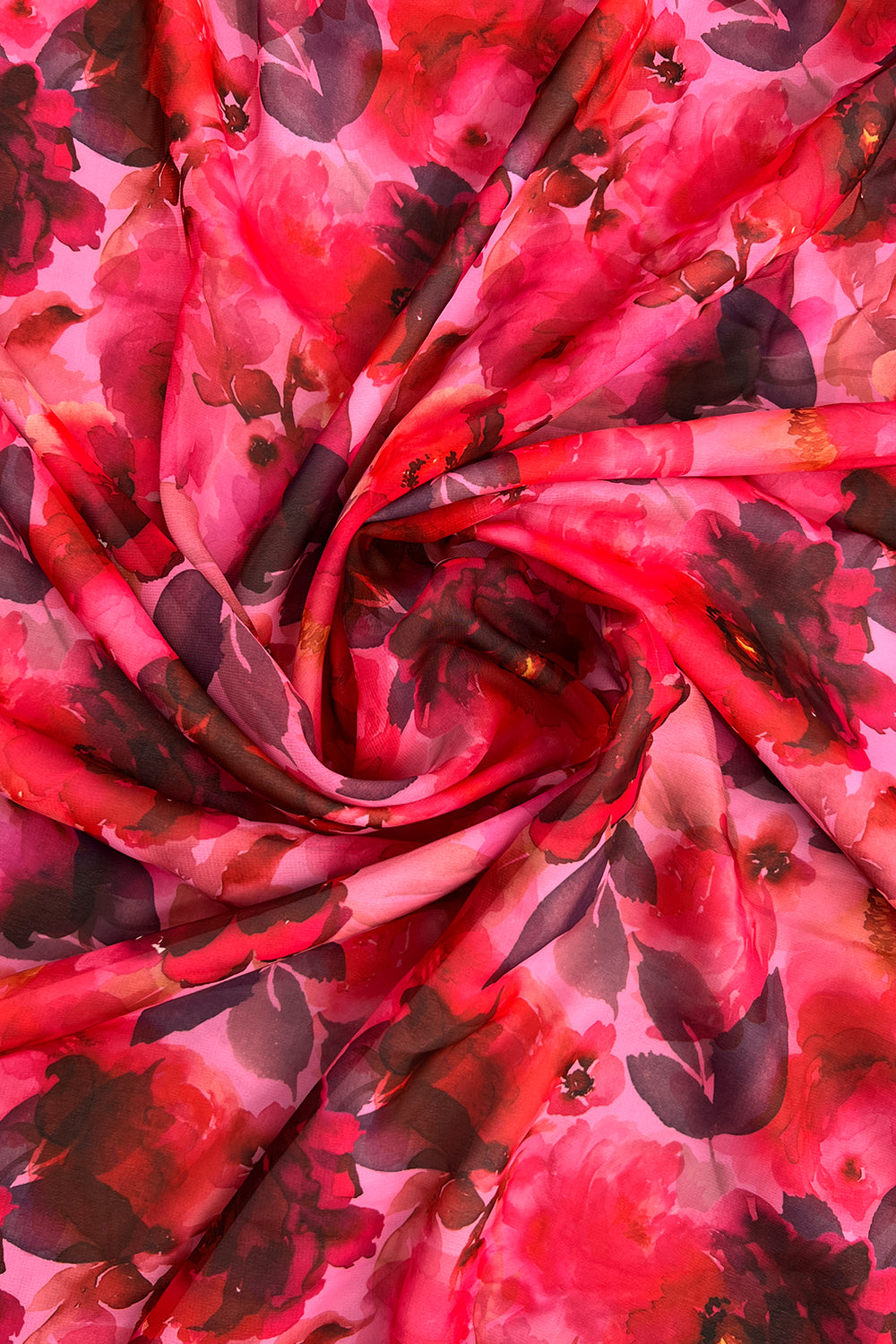 Tela de gasa floral roja H04