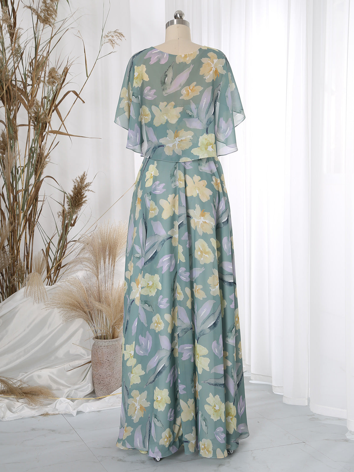 MissJophiel-V-Neck-Sage-Floral-Wedding-Party-Bridesmaid-Guest-Dresses