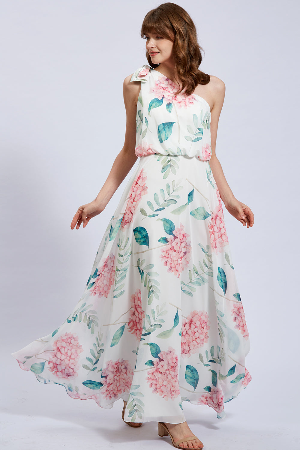 One Shoulder with Bow Flowy Chiffon Formal Evening Gown Other / Floor Length / US20 One Shoulder with Bow Flowy Chiffon Formal Evening Gown Other / Floor Length / US20