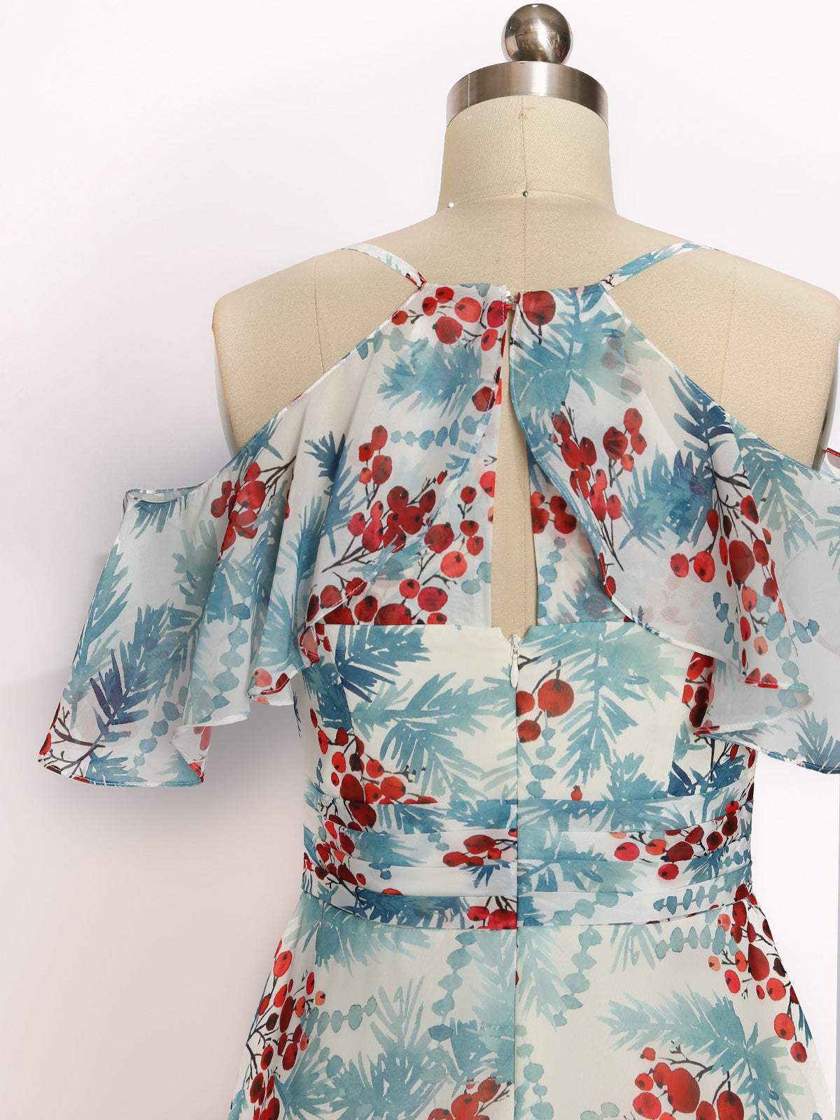 MissJophiel Women Cold Shoulder Sleeves Tea Length Dresses for Wedding Bride Party Bridesmaid Guest Casual Summer Attire