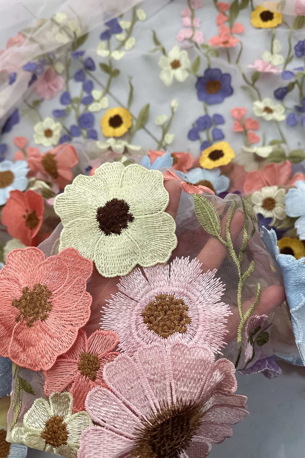 Multi-Color 3D Floral Lace Applique
