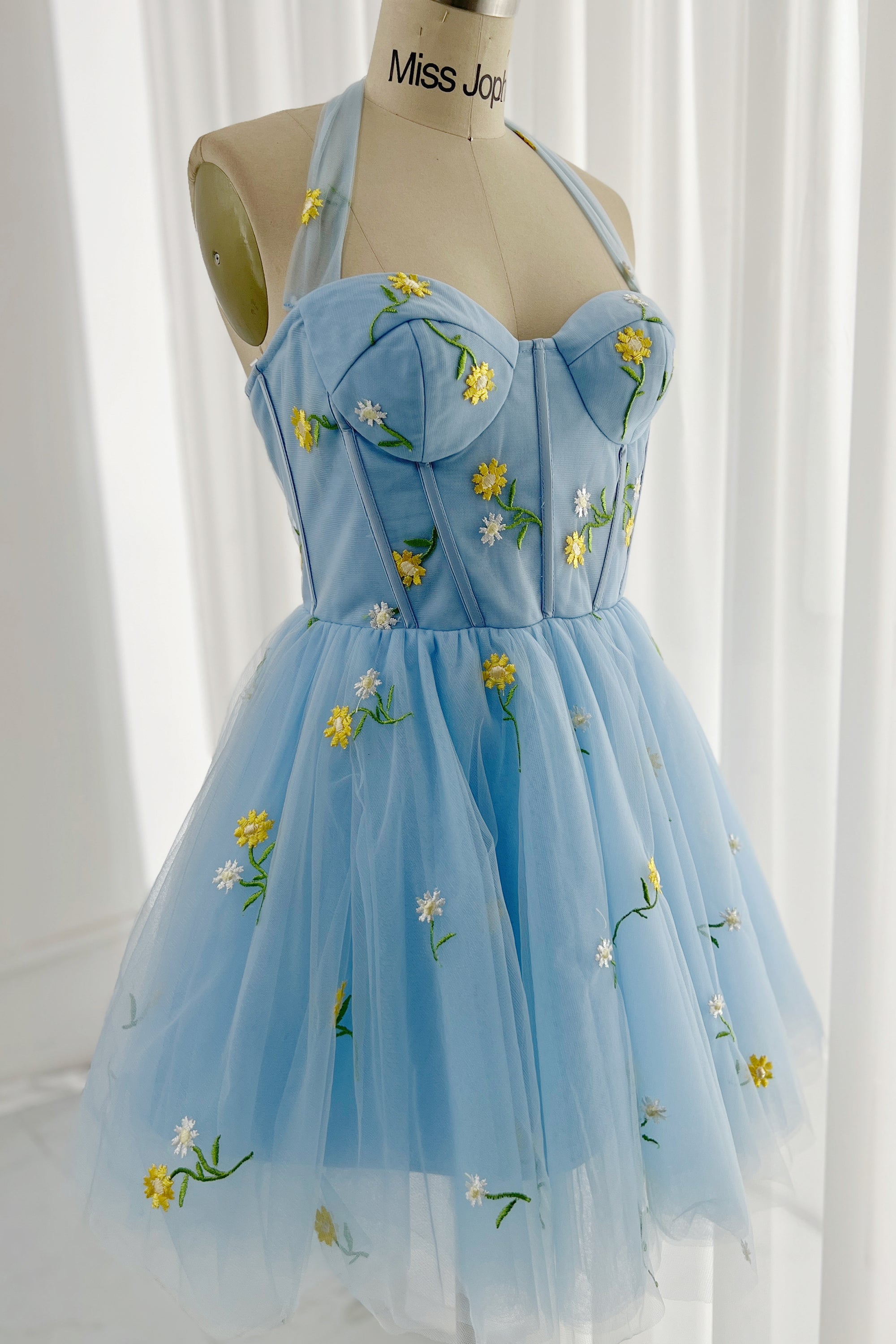 MissJophiel Halter Neckline Sweetheart Mini Prom Dress Formal Evening Gown