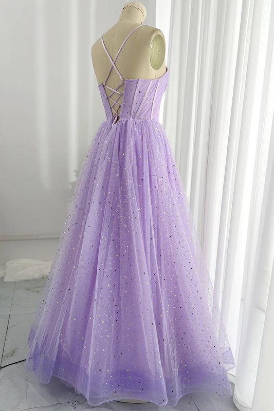 Lace Up Back Sweetheart Neckline Tulle Prom Dress