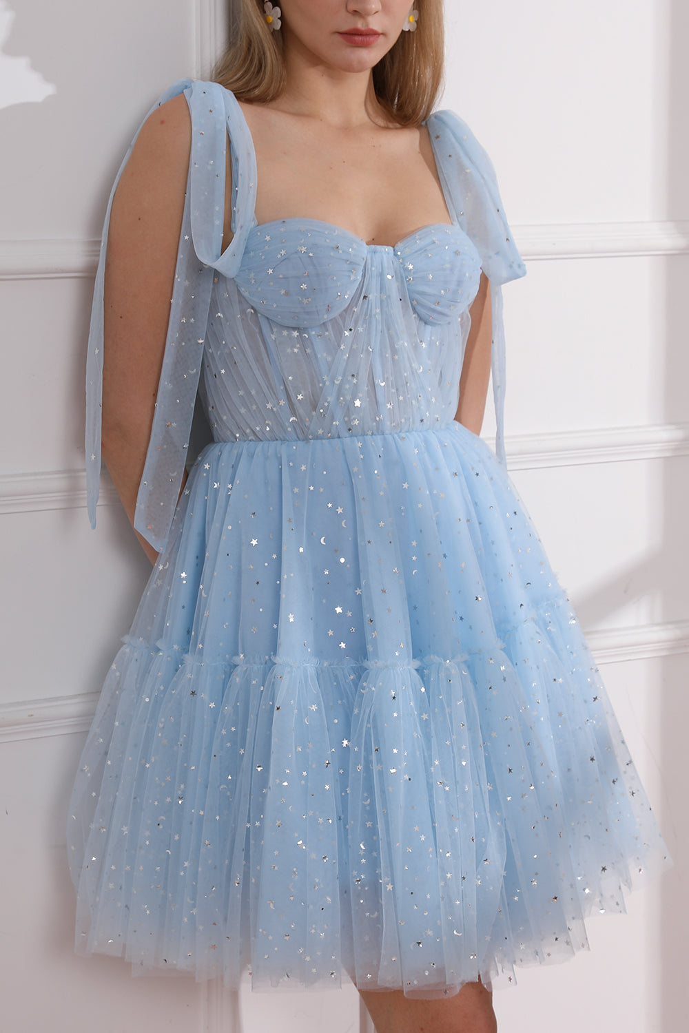strapless corset tulle midi dress Milla Women's Strapless Puffy Midi Tulle Dress