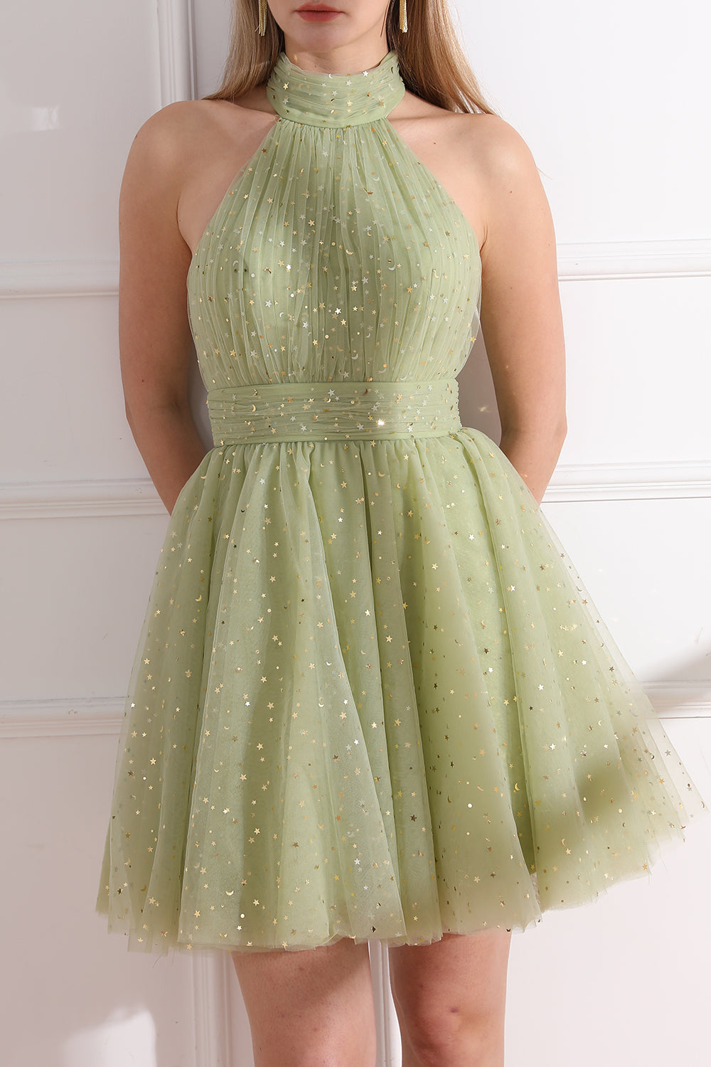 MissJophiel Halter High Neck Mini Prom Dress
