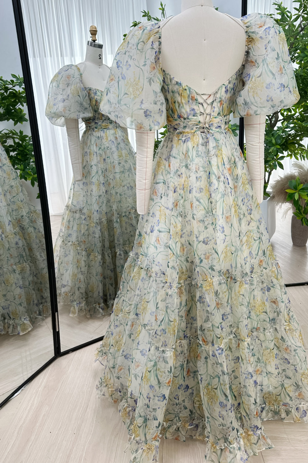 MissJophiel Puff Sleeves Tiered Floral Organza Prom Dress Other / Floor Length / US10 MissJophiel Puff Sleeves Tiered Floral Organza Prom Dress Other / Floor Length / US10