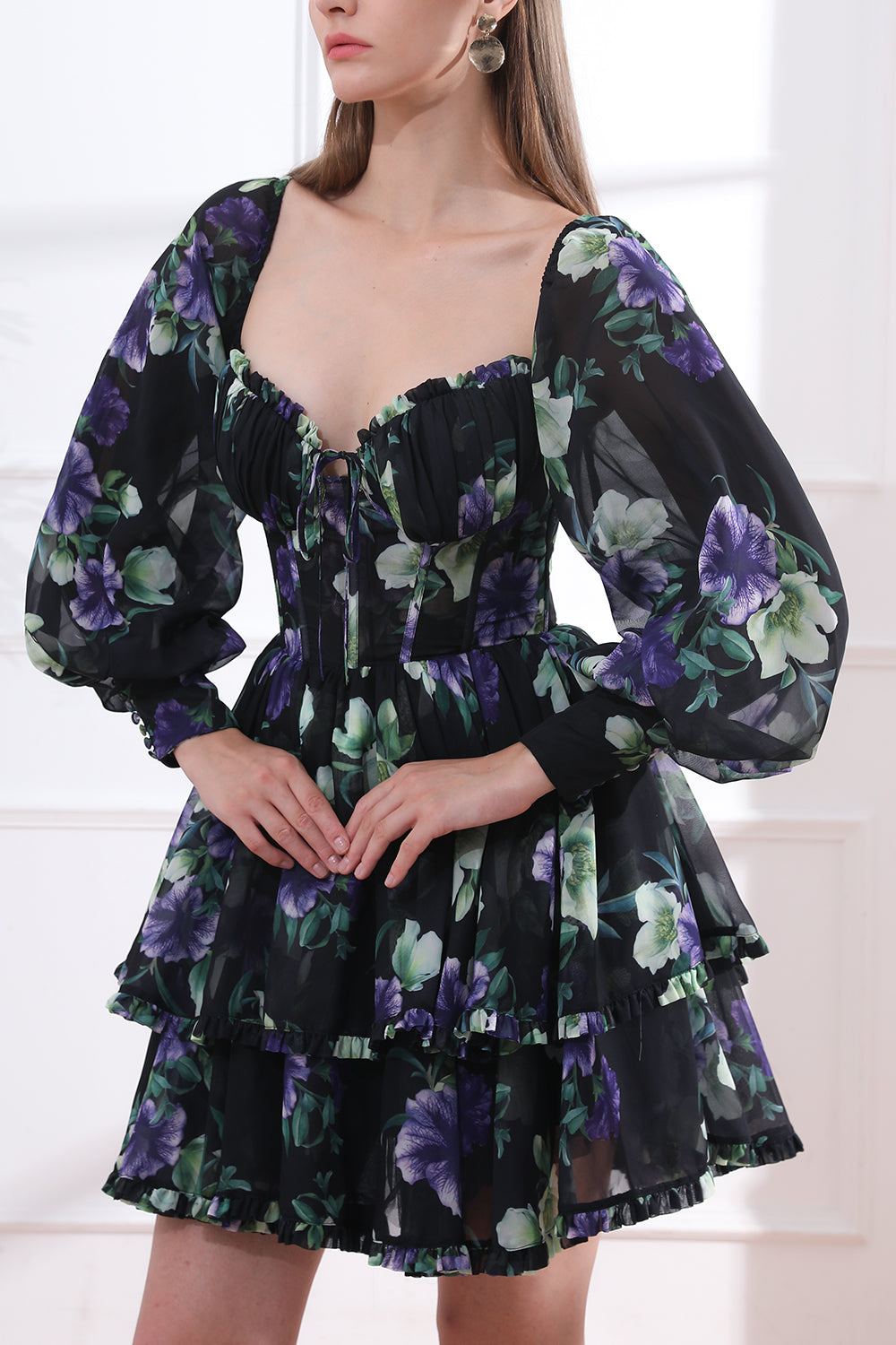 intimate feelings long sleeve corset mini dress Intimate Feelings Long Sleeve Corset Mini Dress in Black