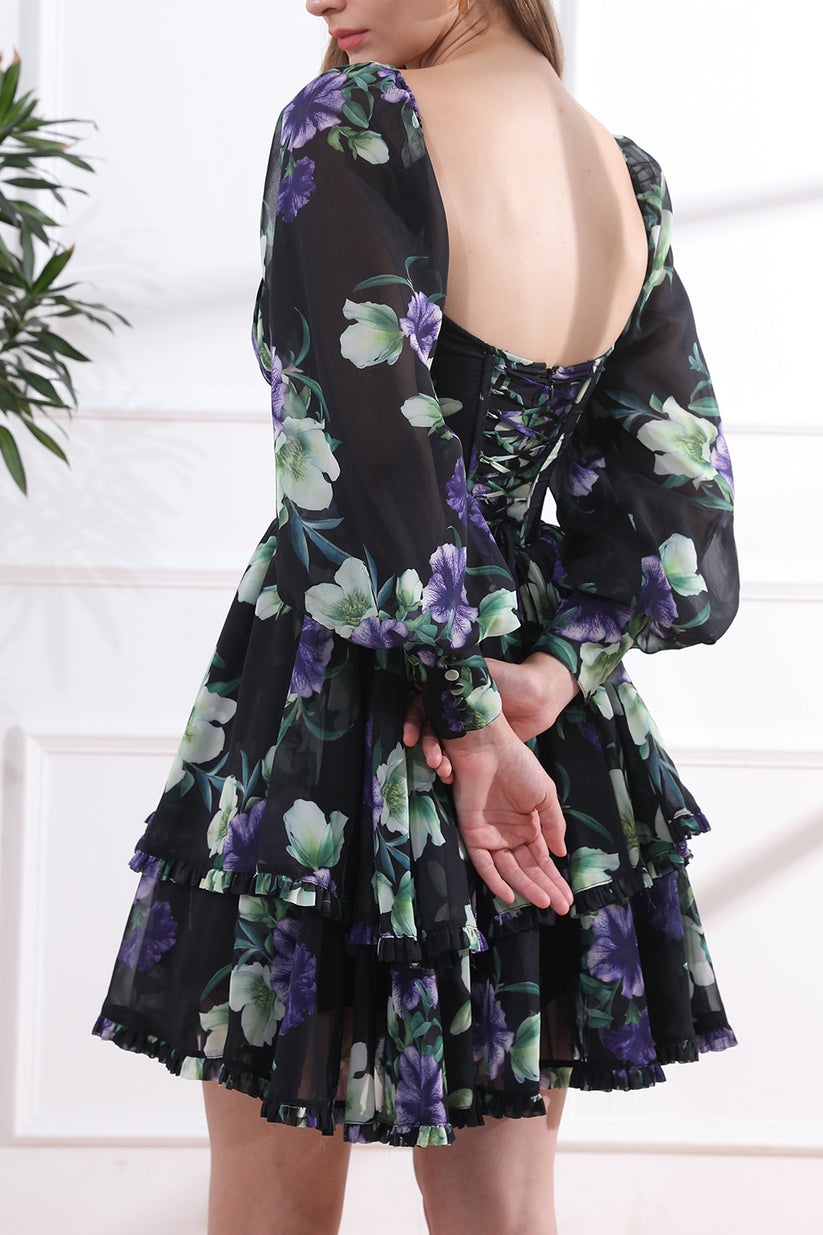 Sweethart Mini Chiffon Dress with Corset Back Lavender