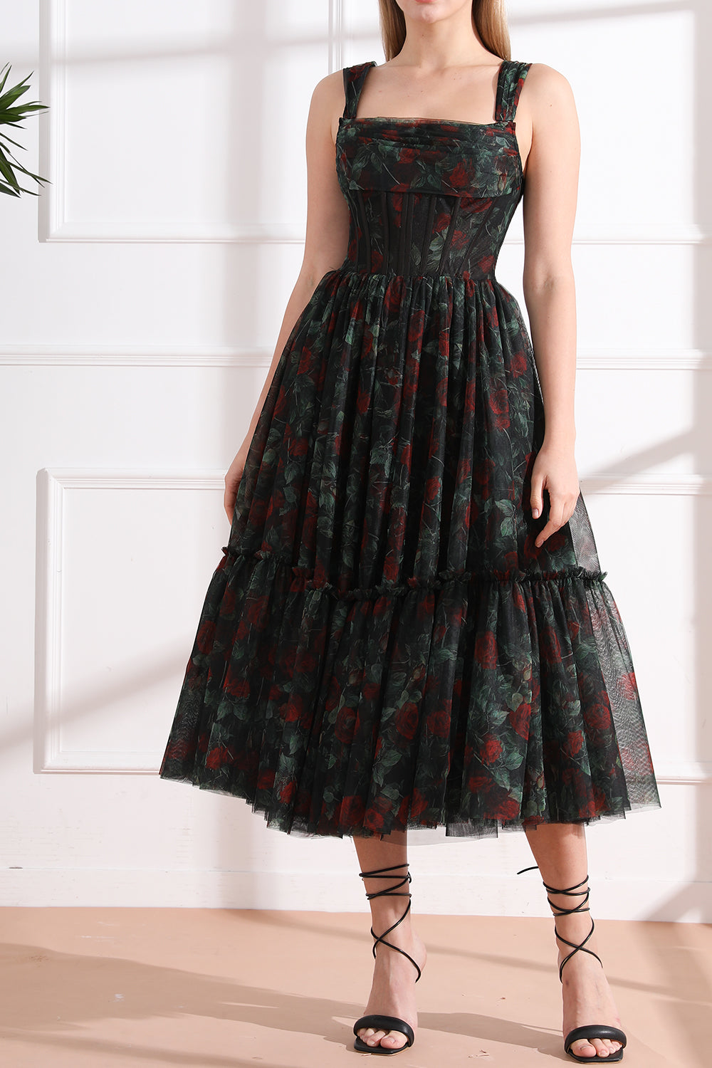 black and rose dress Black Red Rose Dress