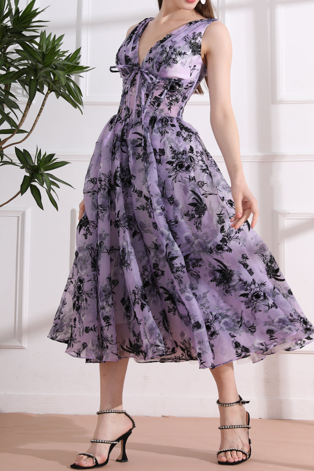 mira organza corset midi dress House OF CB Womens Orchid Floral Mira floral-jacquard woven Midi Dress L