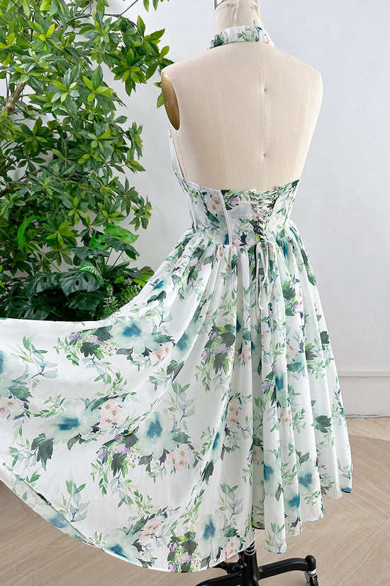 Chiffon Floral V-Neck Midi Dress