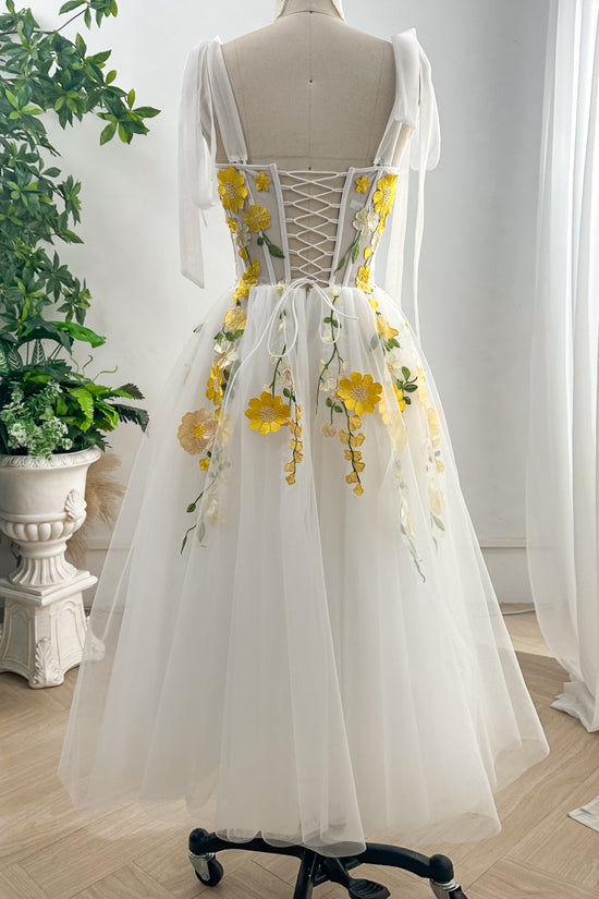 Sweetheart Applique Sheer Corset Dress With Slit Turquoise main image 1