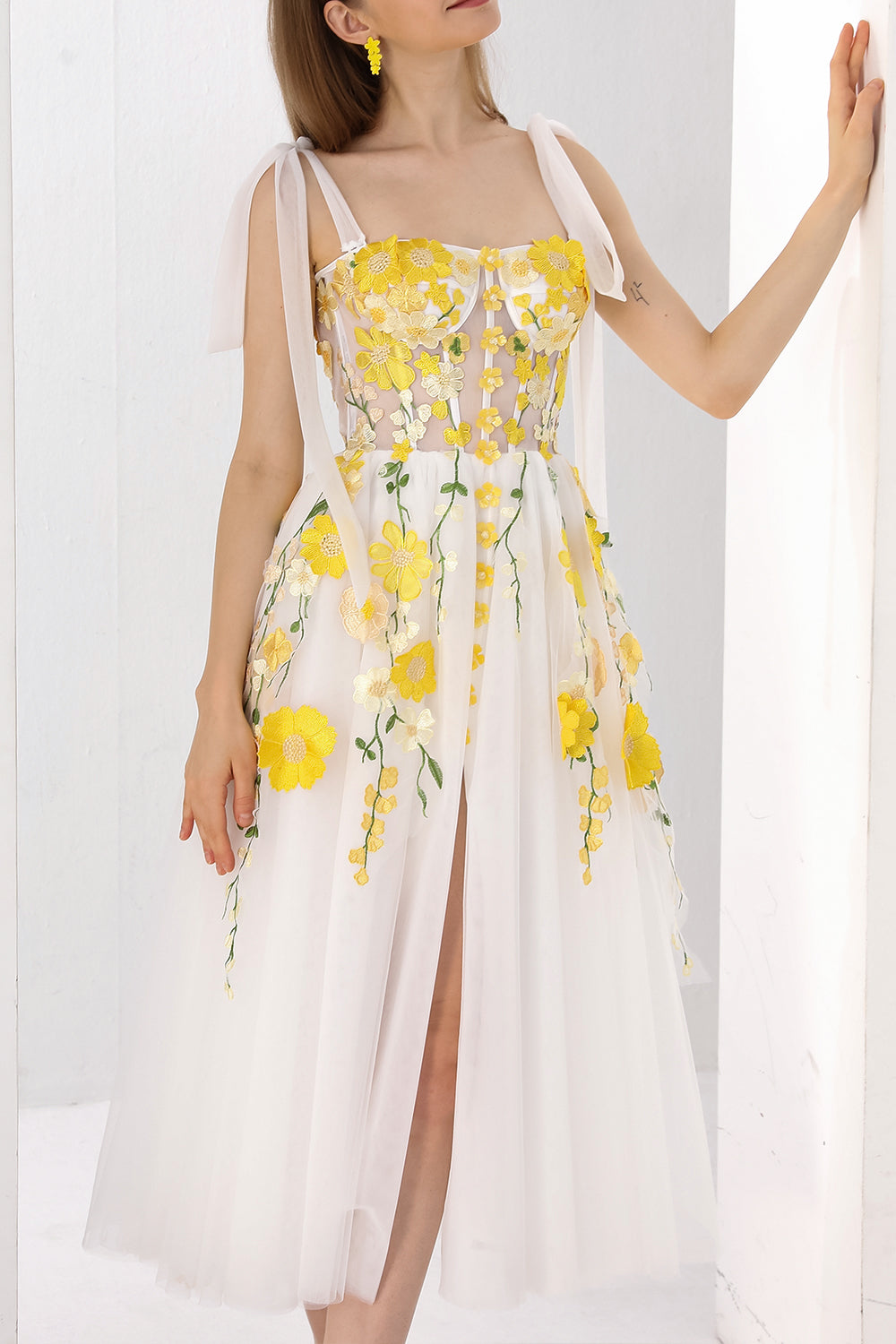 Yellow Skirt With Ivory Corset Top