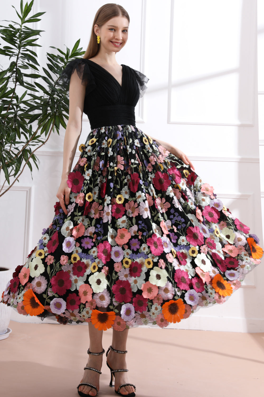 Lydia Sundress - Black Floral Embroidery main image 1
