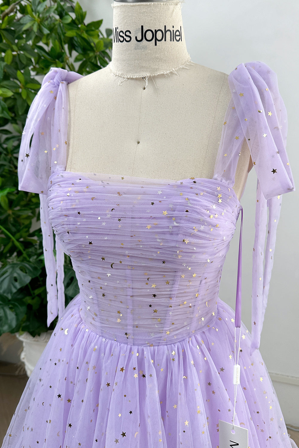 MissJophiel Corset Lavender Star Tulle Dress with Removable Tie Straps