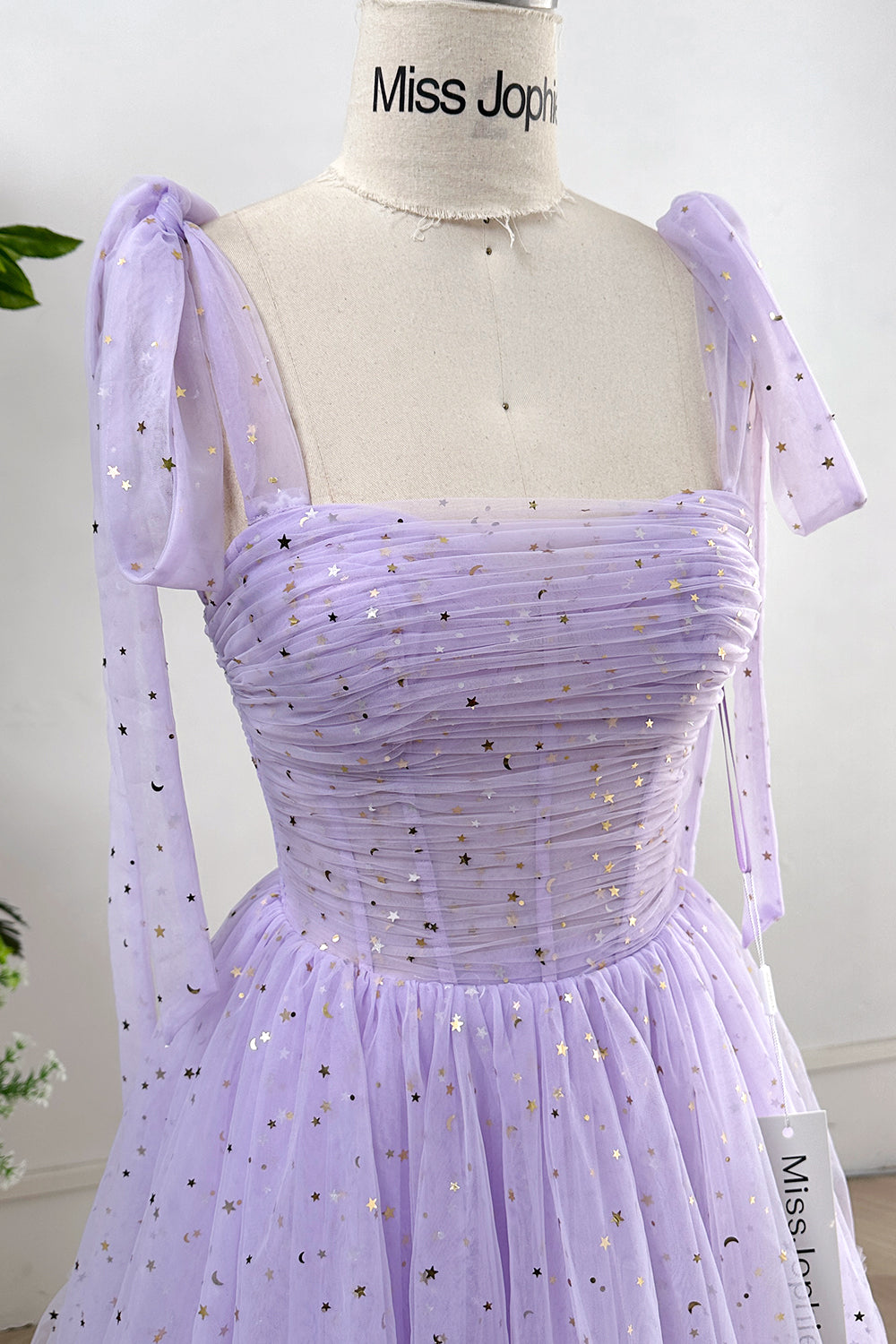 Corset Lavender Star Tulle Dress with Removable Tie Straps