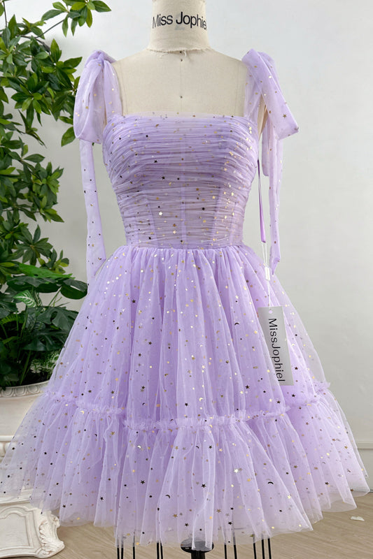 MissJophiel Corset Lavender Star Tulle Dress with Removable Tie Straps