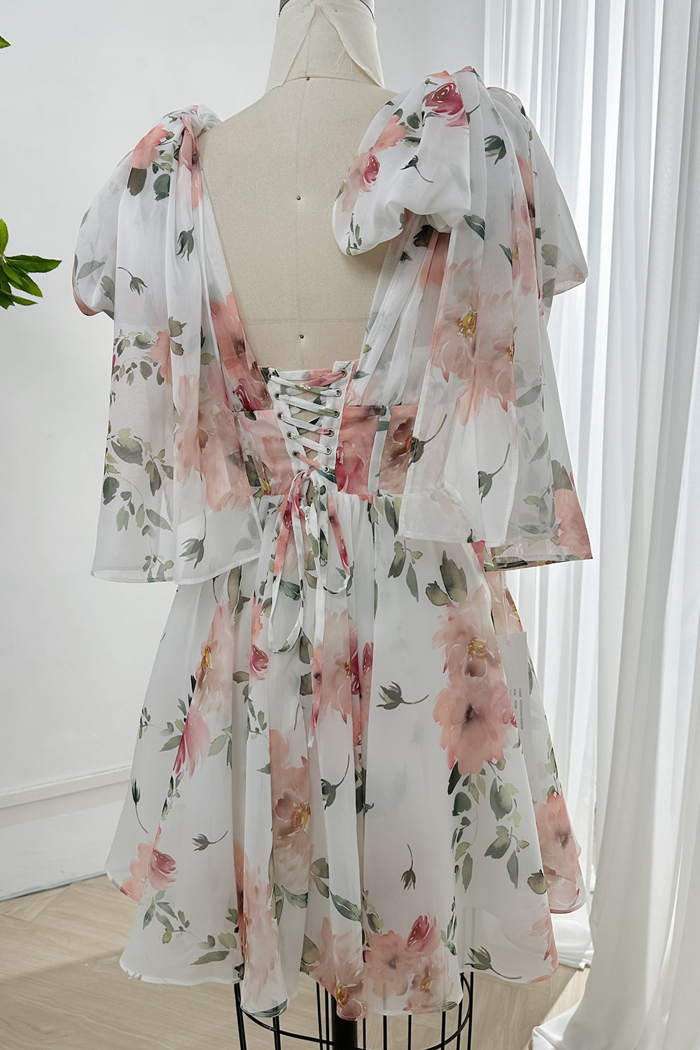 Infinity Corset Floral Print Chiffon Dress with Slit