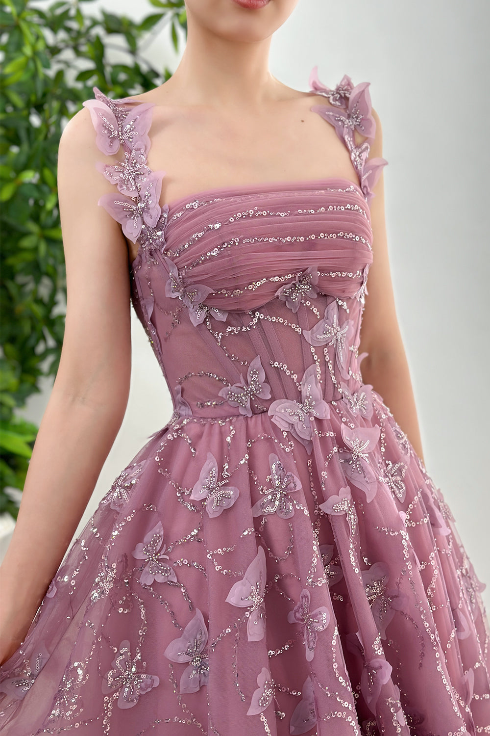 MissJophiel Corset 3D Butterflies Dusty Pink Midi Dress