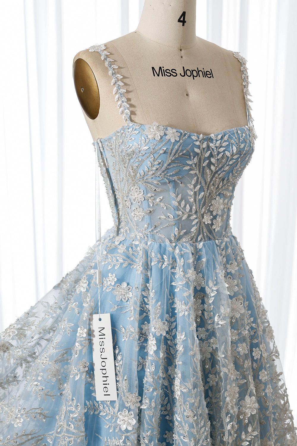 Rochie roz-ivory de bal pentru revenirea acasă, cu corset, flori 3D cu mărgele și bretele
