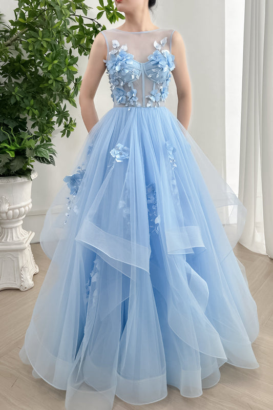 MissJophiel Illusion Sleeveless Corset 3D Floral Ball Gown