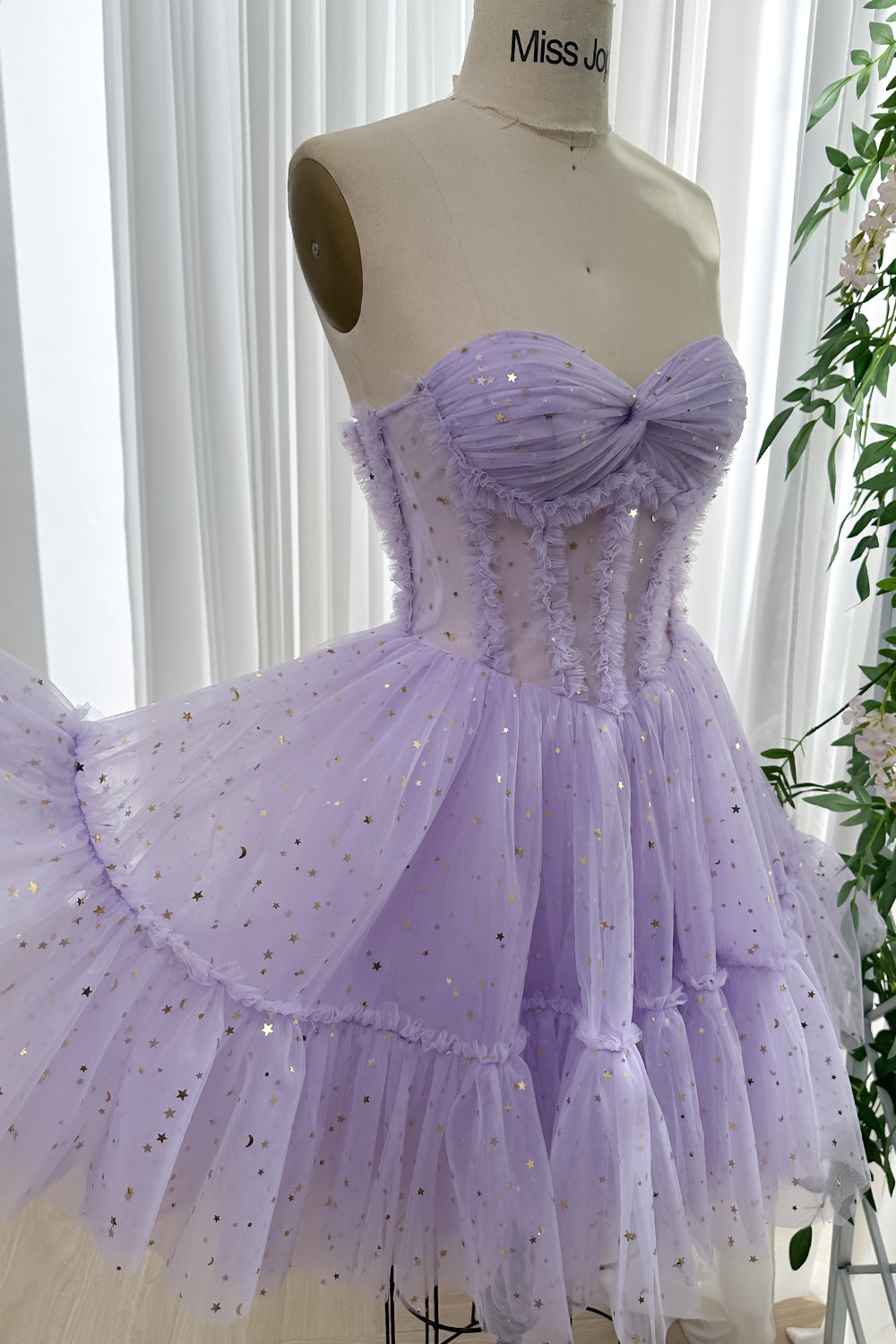 Strapless Corset Star Tulle Mini Tiered Dress