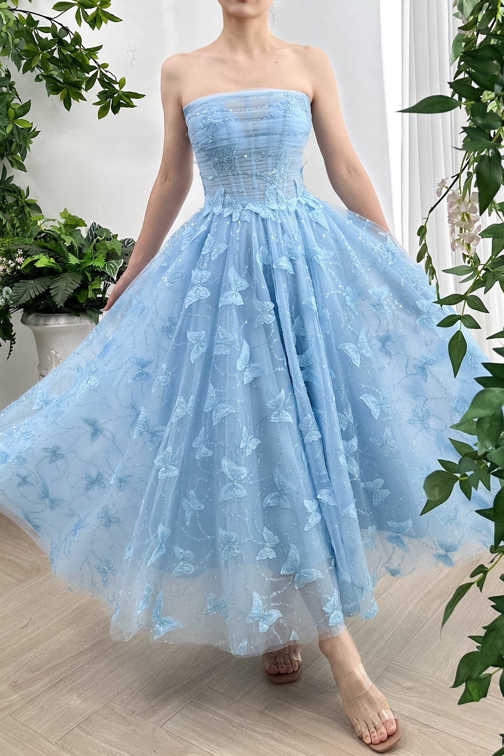 MissJophiel Strapless Corset Butterfly Tulle Midi Dress Other / Above Knee / US2 MissJophiel Strapless Corset Butterfly Tulle Midi Dress Other / Above Knee / US2