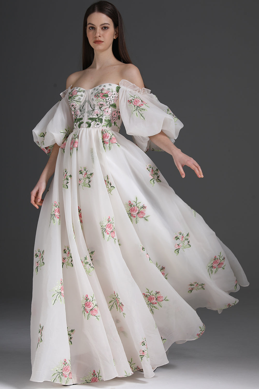 organza embroidery dress Timeless Ivory Organza Gown Teuta Matoshi