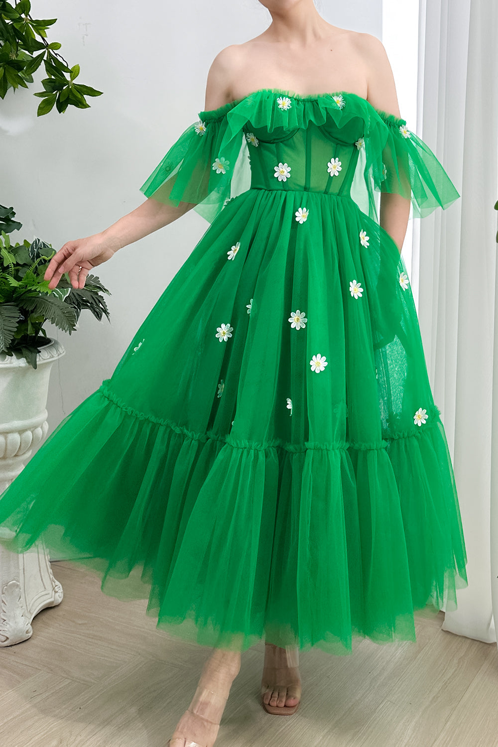 Tiered Midi Dress Daisy Sage main image 0