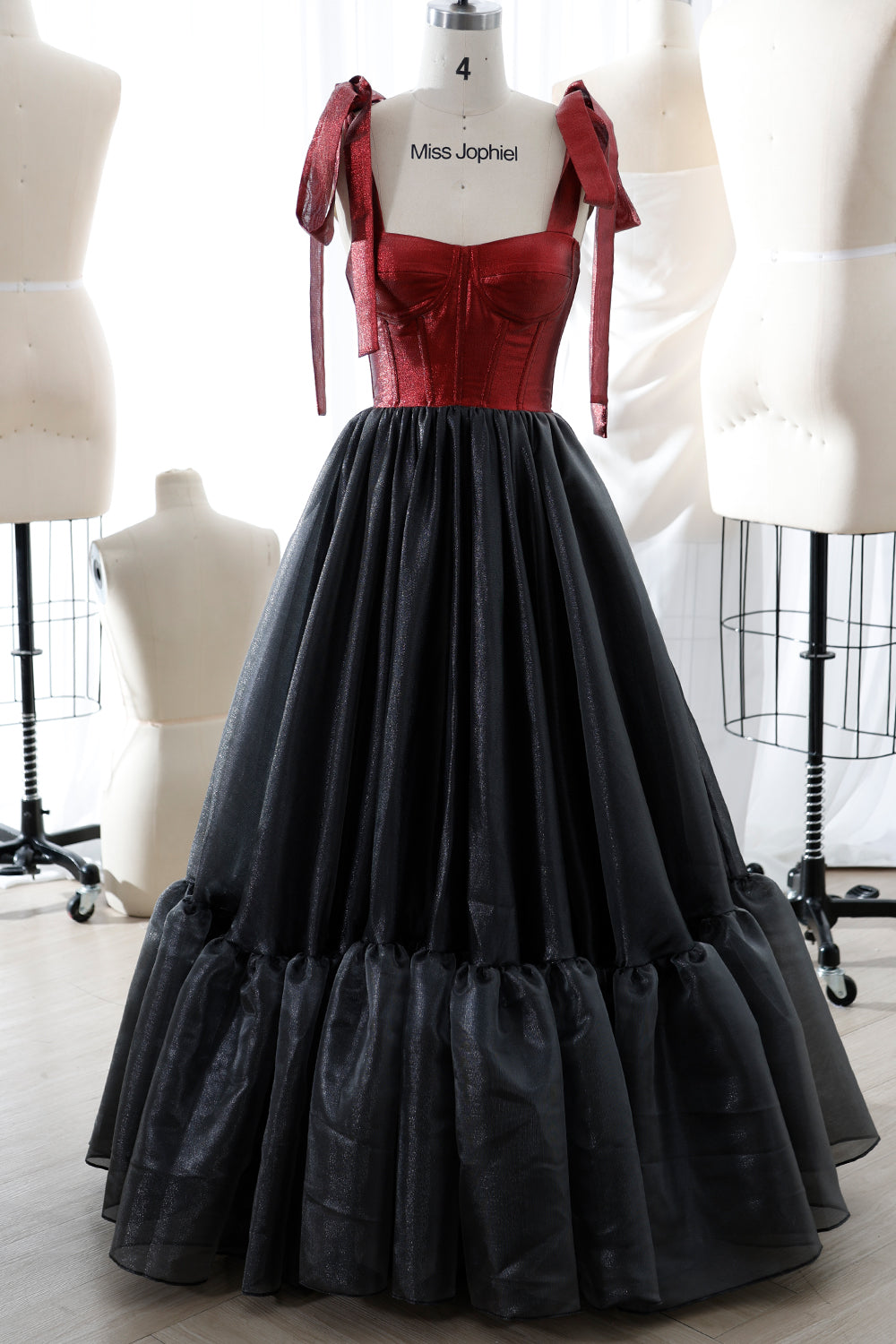 organza tiered dress Ozzie Square Neck Organza Tiered Mini Dress