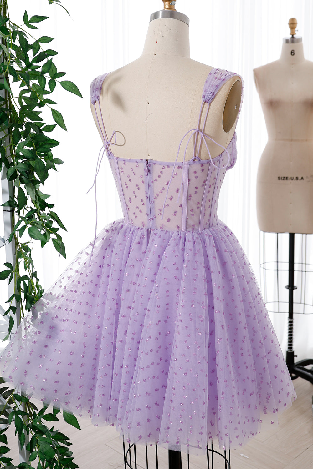 MissJophiel Corset Lavender Sweetheart Mini Dress with Lace Up