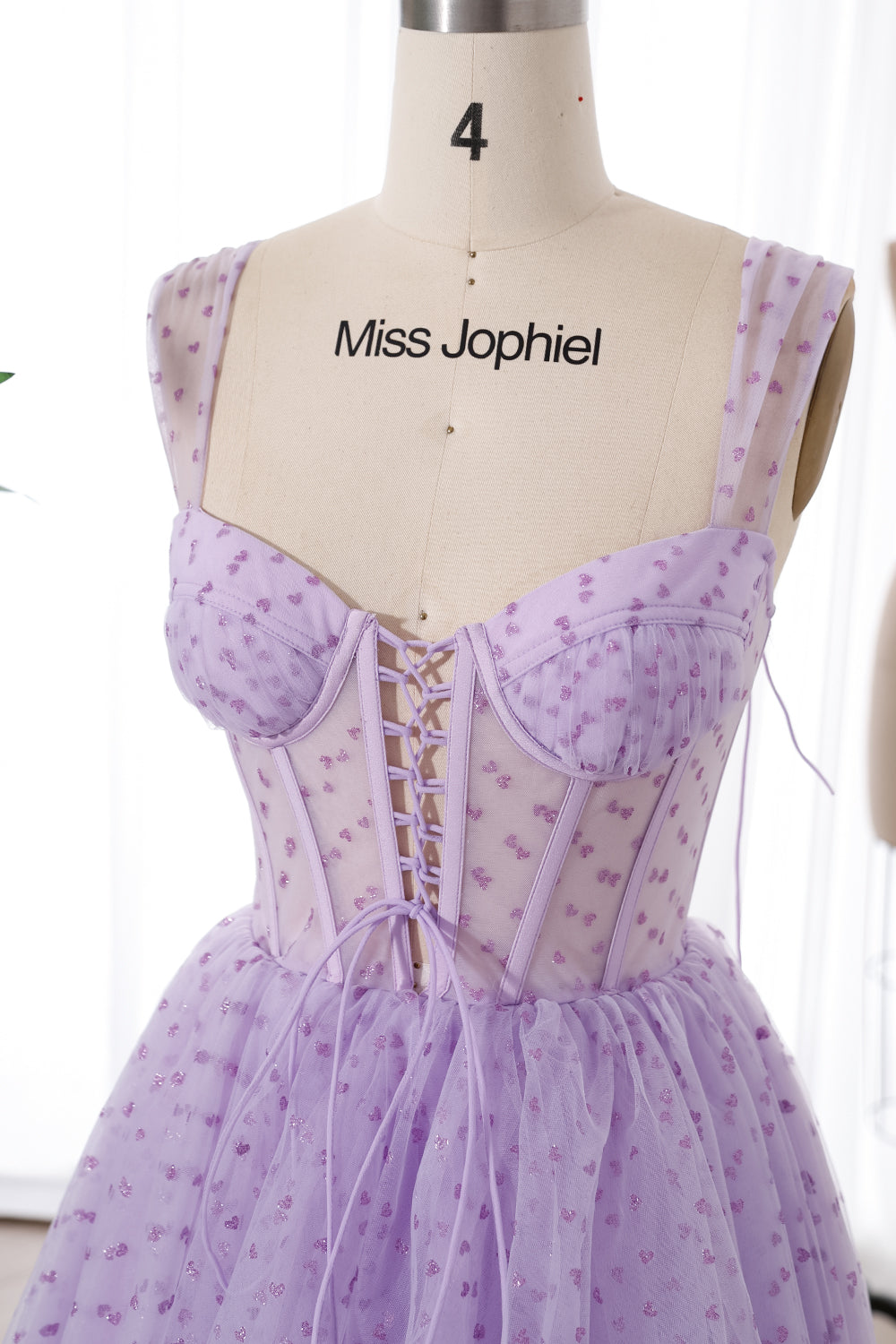 Corset Lavender Sweetheart Mini Dress with Lace Up