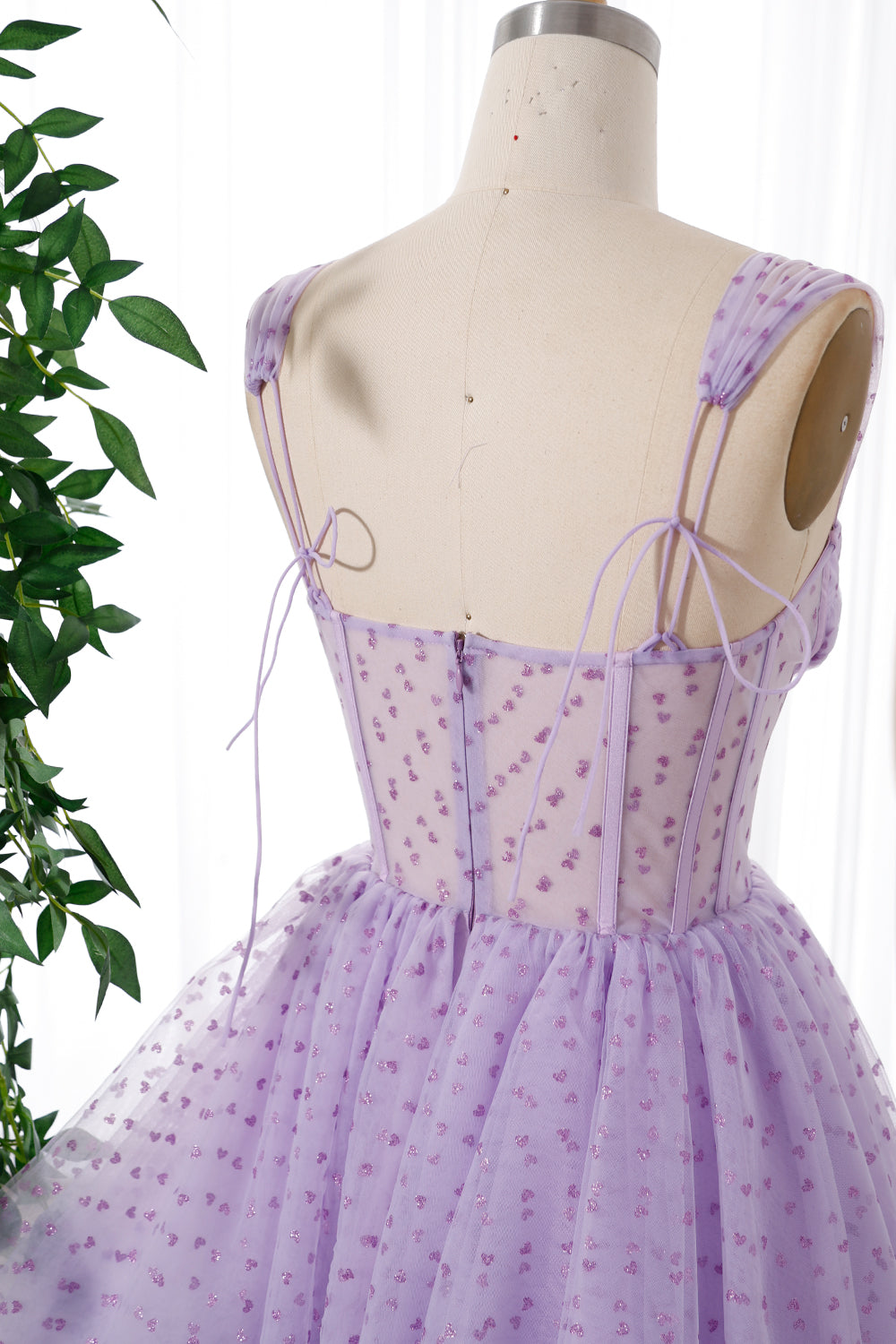 Corset Lavender Sweetheart Mini Dress with Lace Up