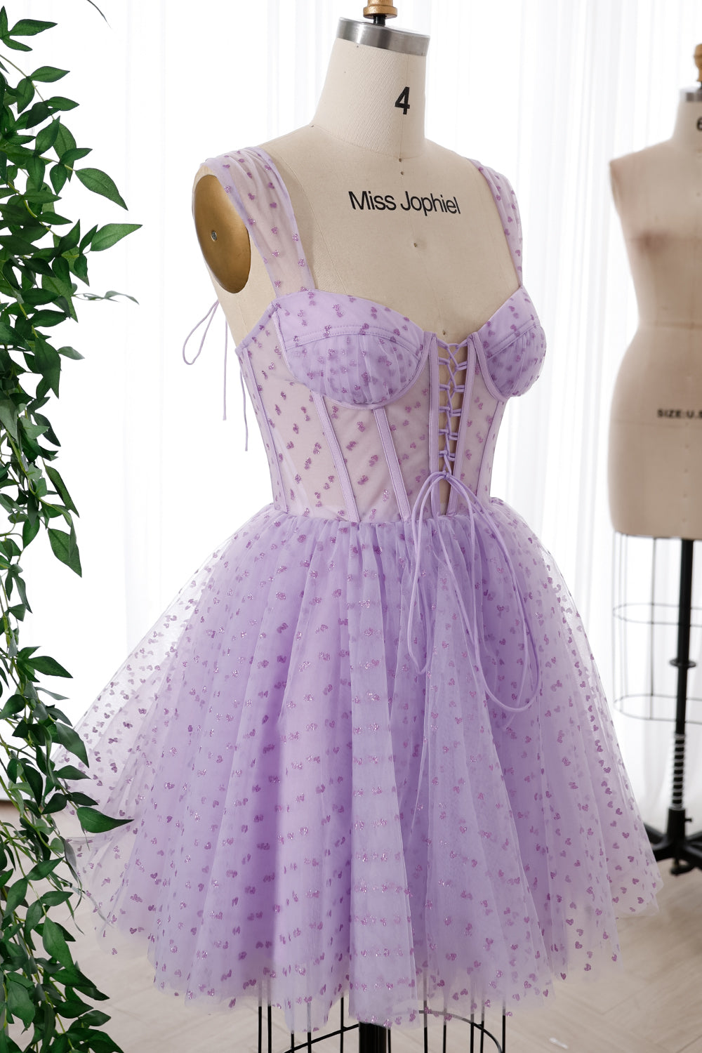 MissJophiel Corset Lavender Sweetheart Mini Dress with Lace Up