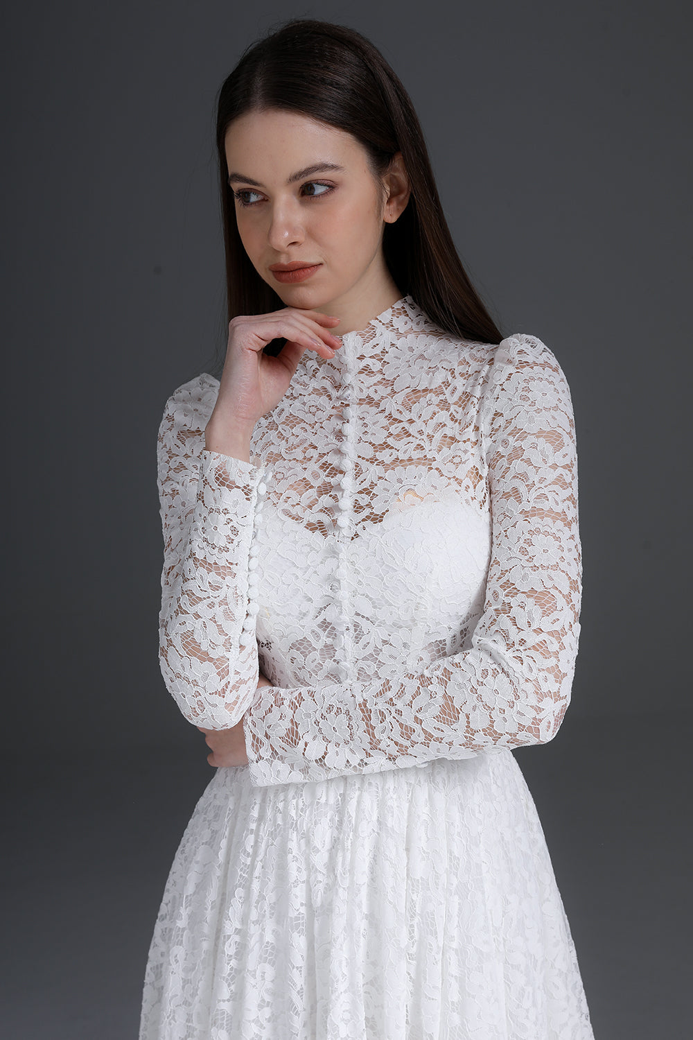 corset lace dress with sleeves Lana White Lace Corset Maxi Dress