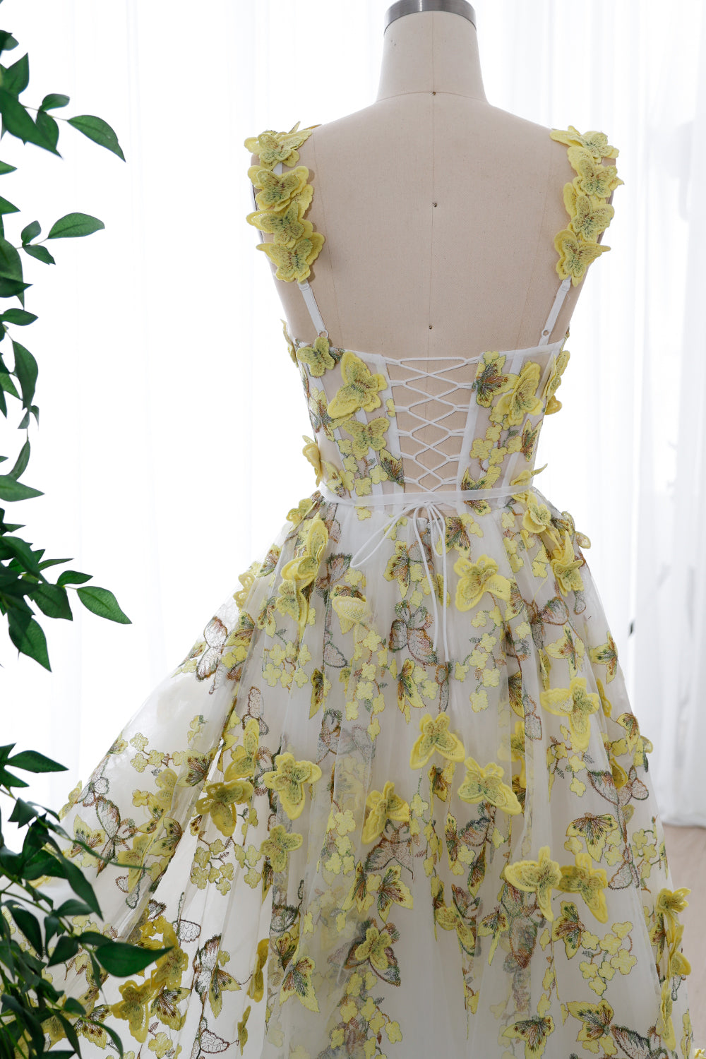 Straps V Neck Corset 3D Butterflies Dress