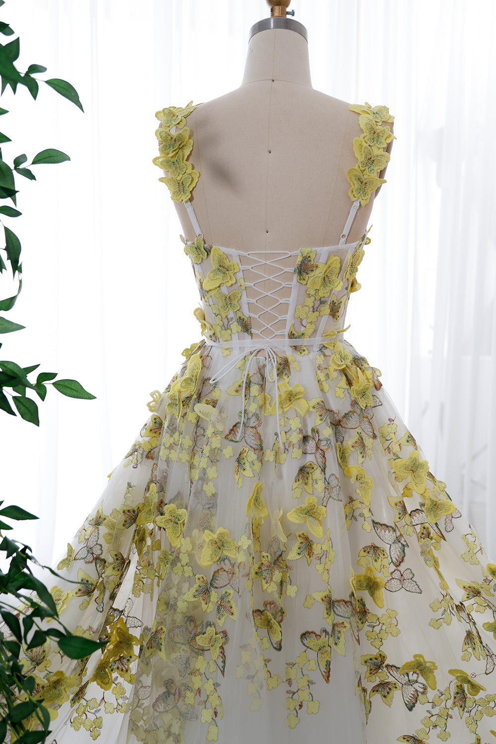 Straps V Neck Corset 3D Butterflies Dress