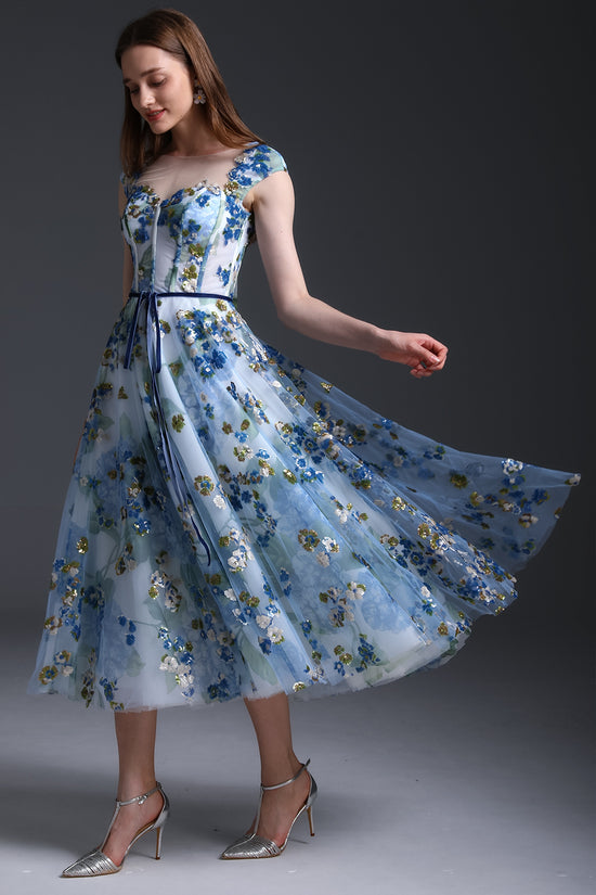 Structured Corset Midi Dress with Cap Sleeves main image 0